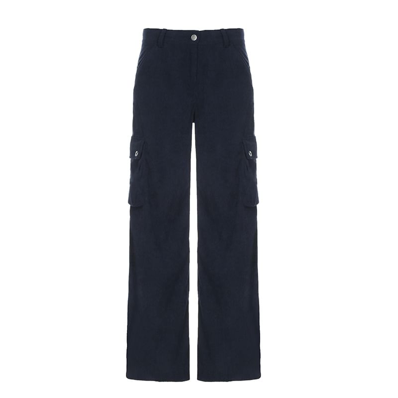 Cincine - Corduroy cargobroek met hoge taille en wijde pijpen