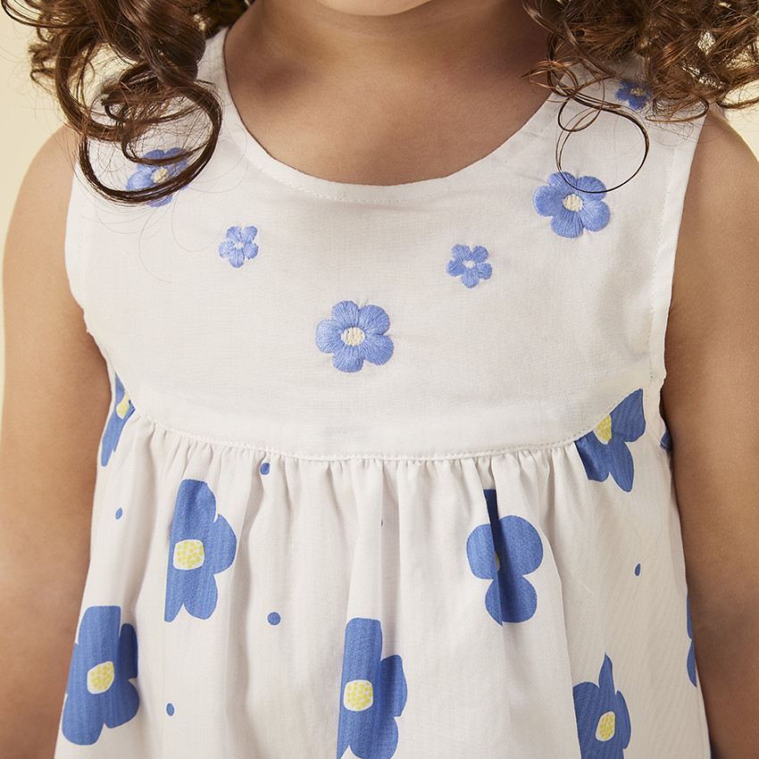 Robe sans manches imprimé fleurs pour bébé fille