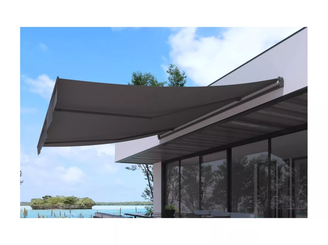 Store banne manuel 4x3m gris polyesterADRO