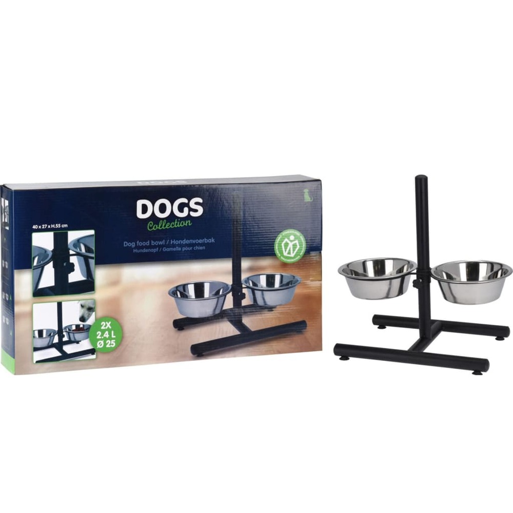 Bol double réglable à nourriture et eau pour chiens