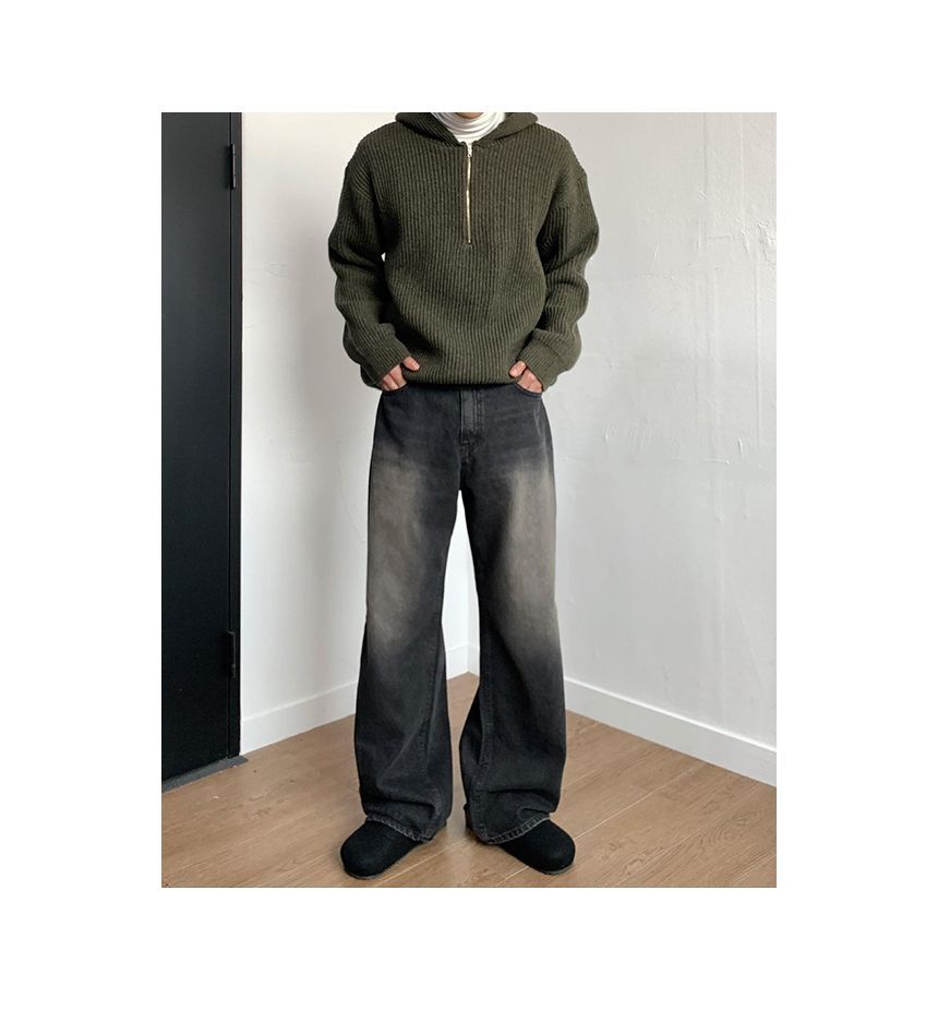 Okwano - Mid Rise Washed Wide Leg Jeans
