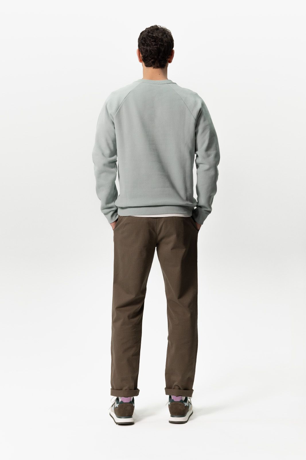 Donkergroene katoenen chino