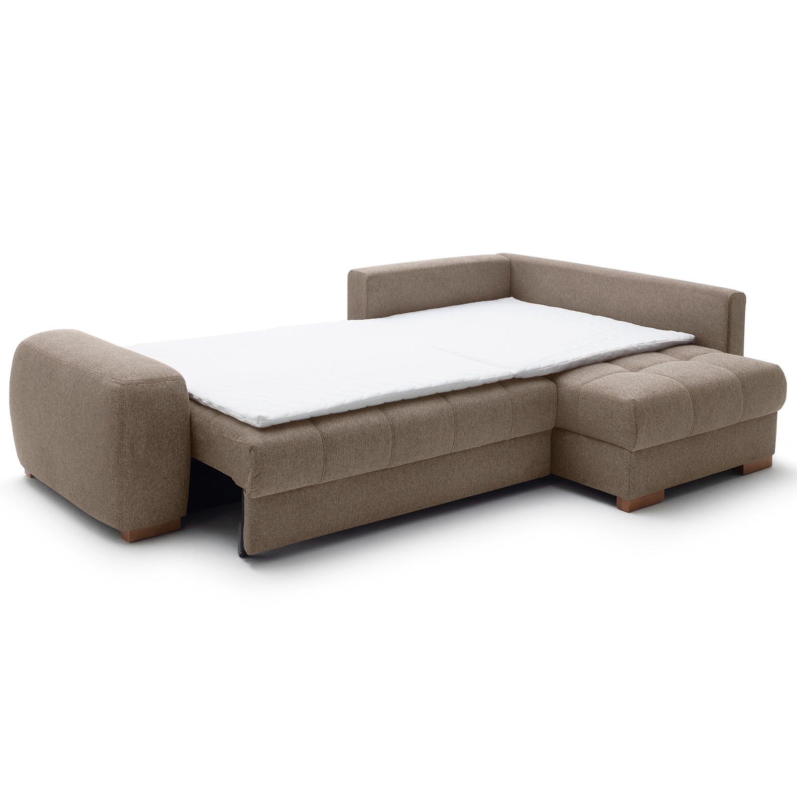Ecksofa - taupe - Boxspringfederung - Liegefunktion - Holzfüße