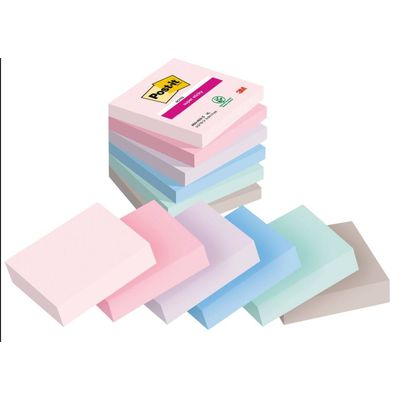 Post-it - 6 Blocs notes de 90 feuilles Super Sticky Post-it Soulful - couleurs assorties - 76 x 76 mm