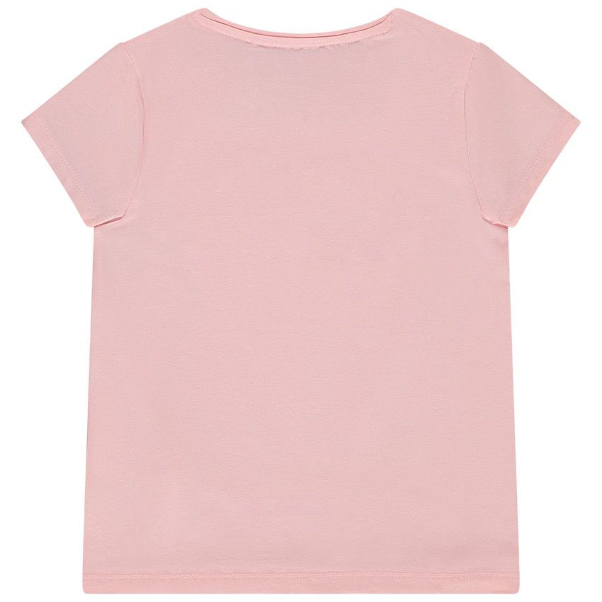 T-shirt manches courtes print cœur pour fille - Rose