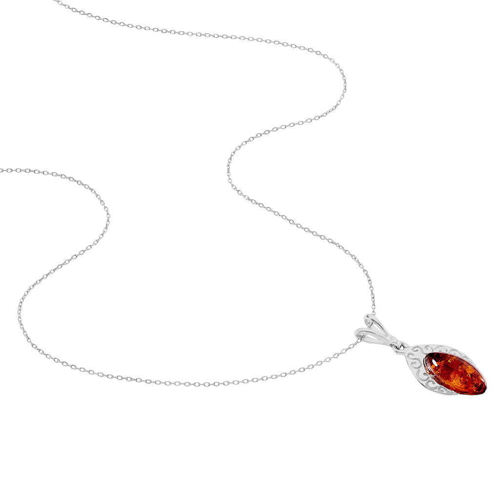 Collier Argent Blanc Enya Ambre