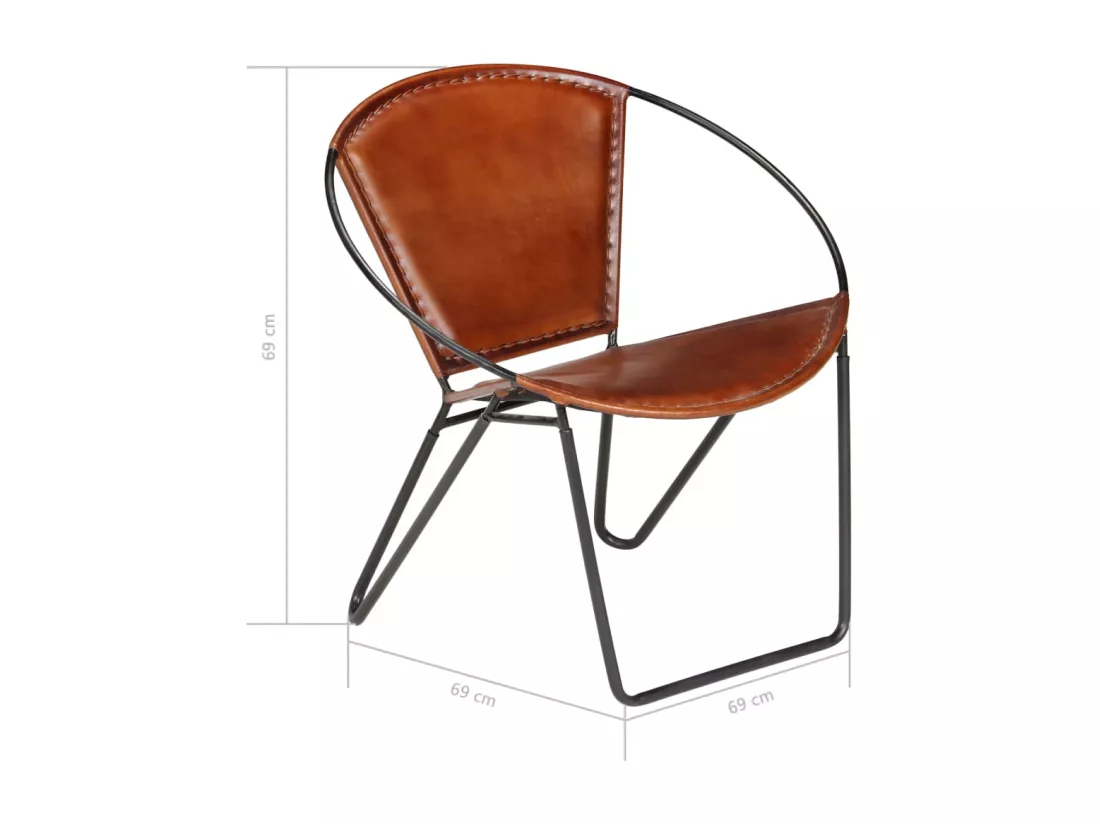 Chaise marron cuir véritable