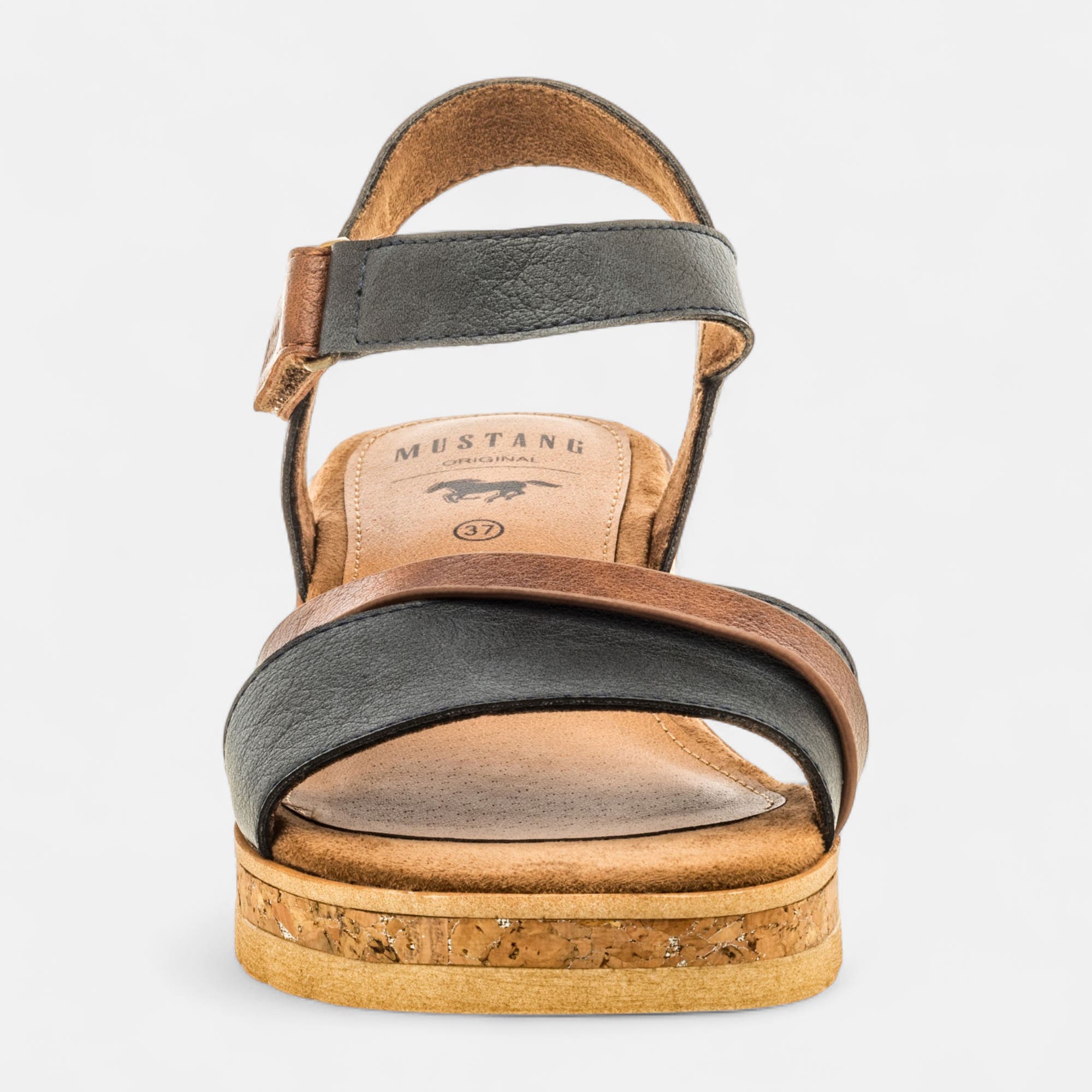 Nu-pieds à talon compensé Femme bleu marine