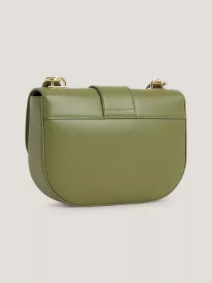 Bolsa transversal com aba e corrente
