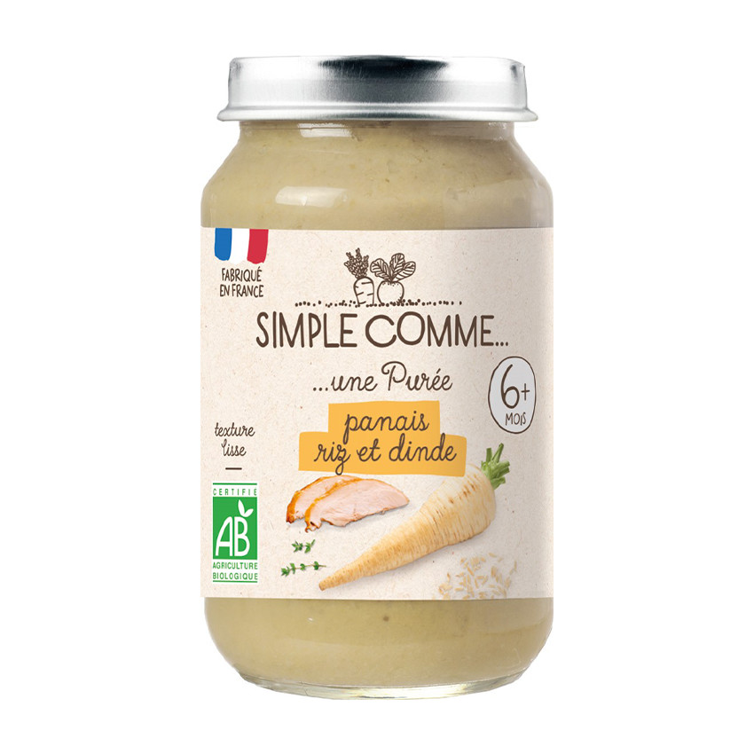 Petit pot panais, riz et dinde bio 190 g