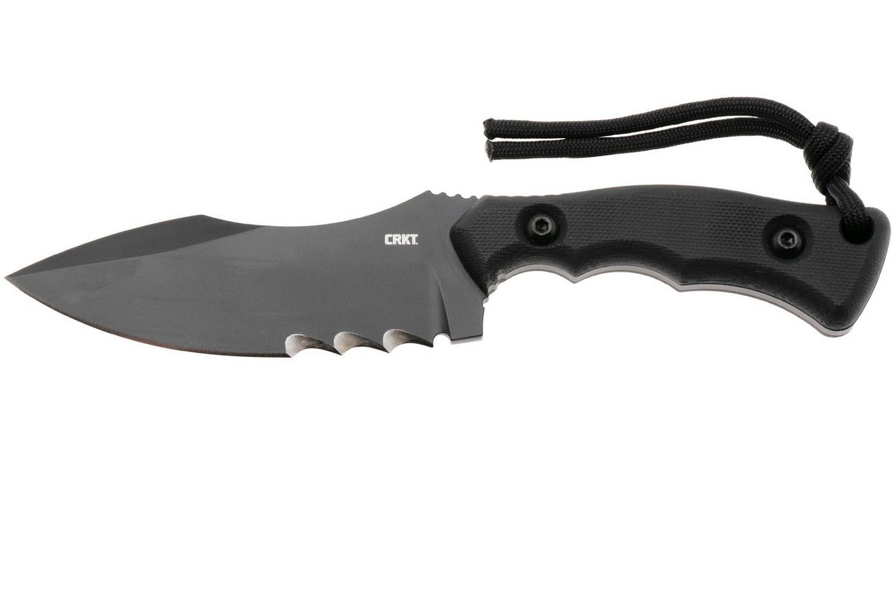 CRKT Bugsy Black Cerakote, Veff Serrations 3605KV Black G10 vaststaand mes, Kaila Cumings design