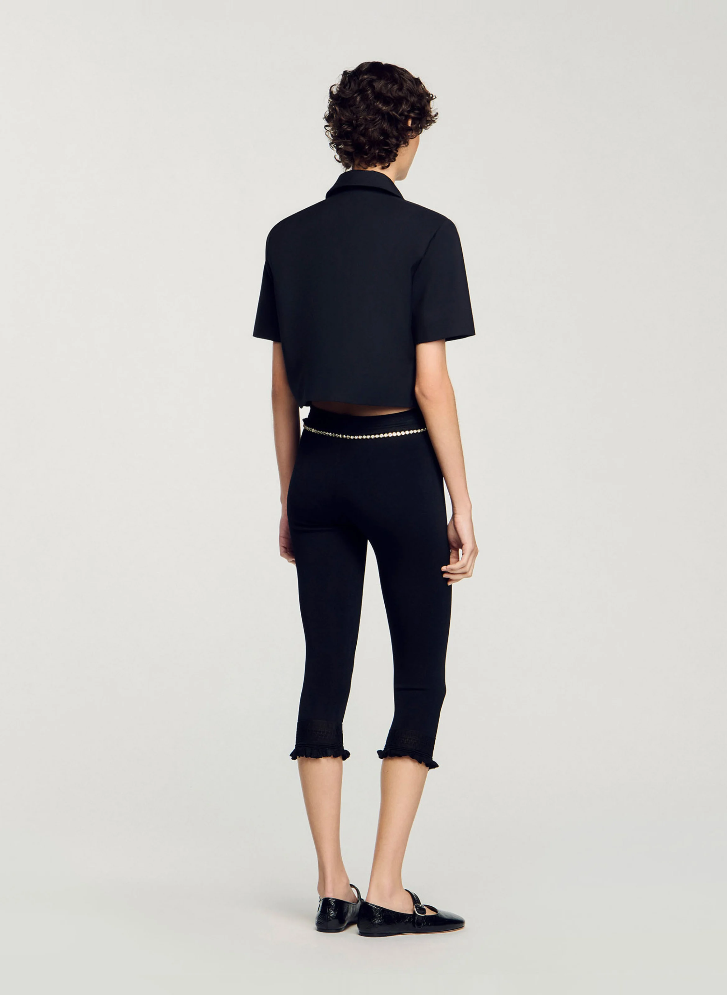 Top droit col classique| Noir