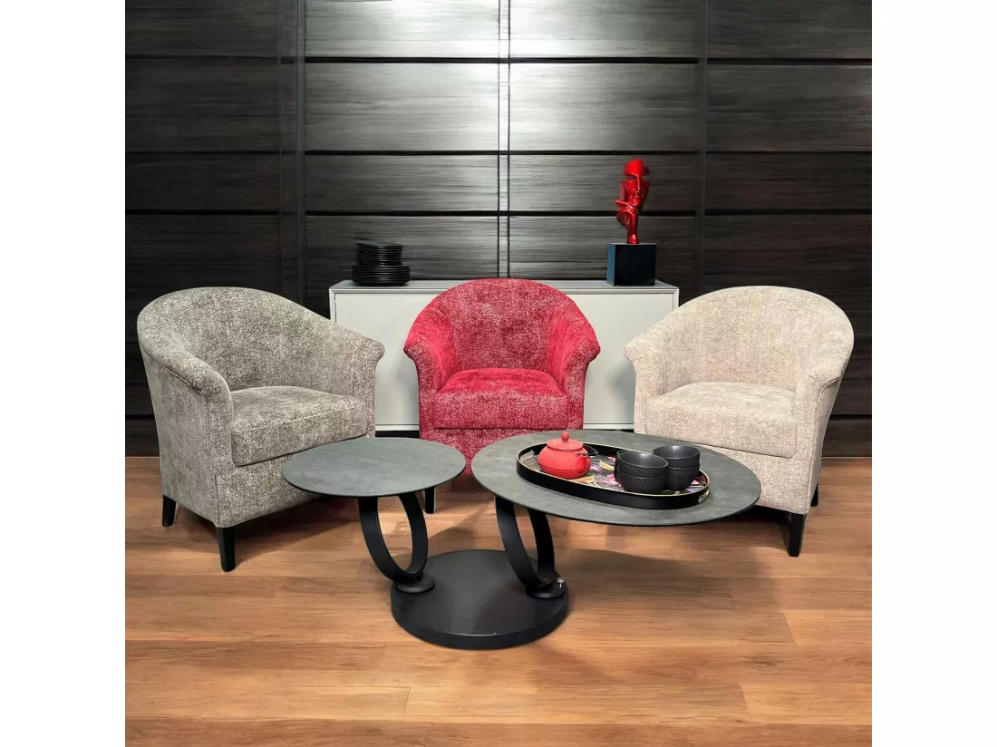 Fauteuil Cabriolet brun chiné MIRA