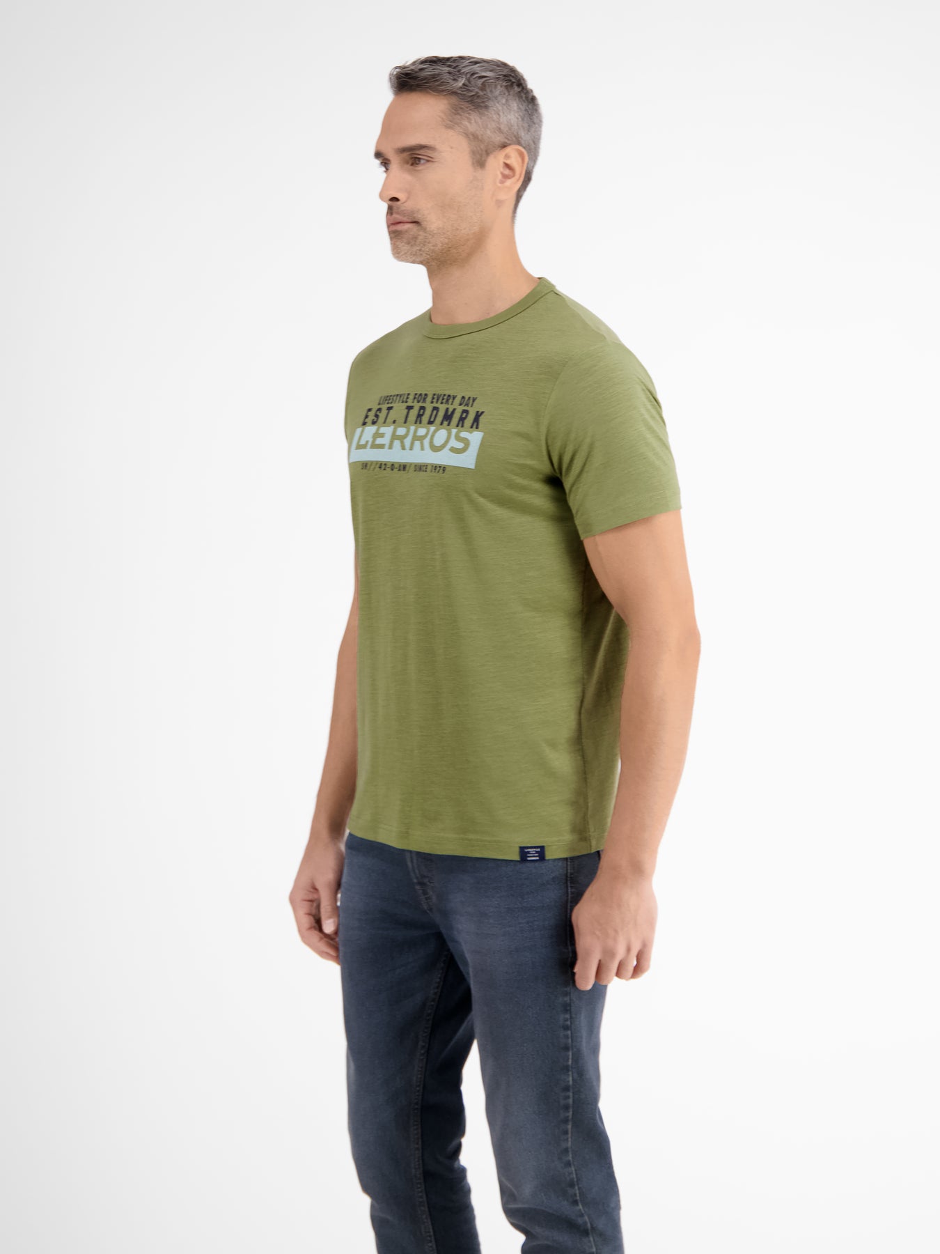 Unifarbenes T-Shirt mit Print