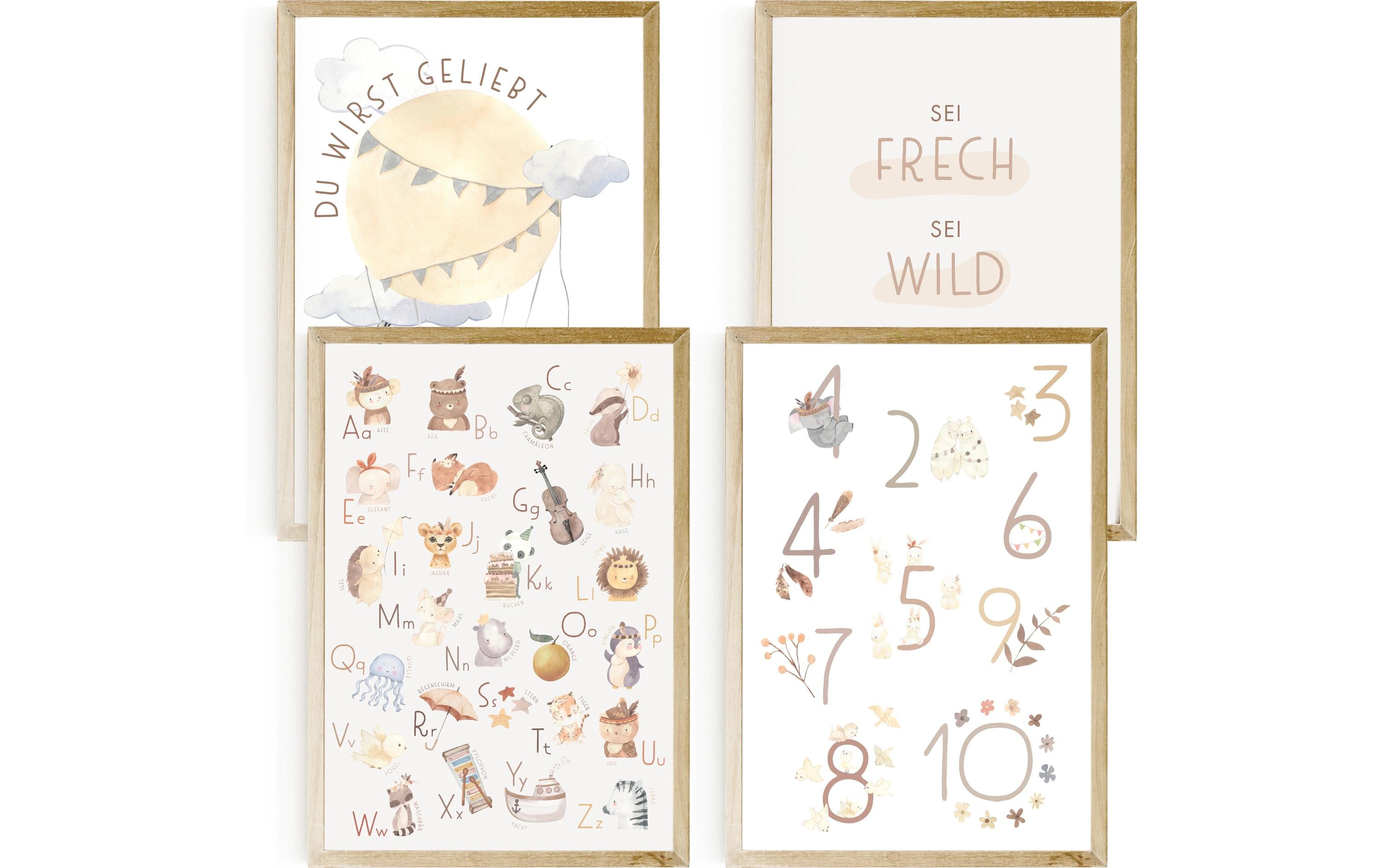 Posterset ABC + Zahlen 4 Stk.Kinderposter «ABC & Zahlen»