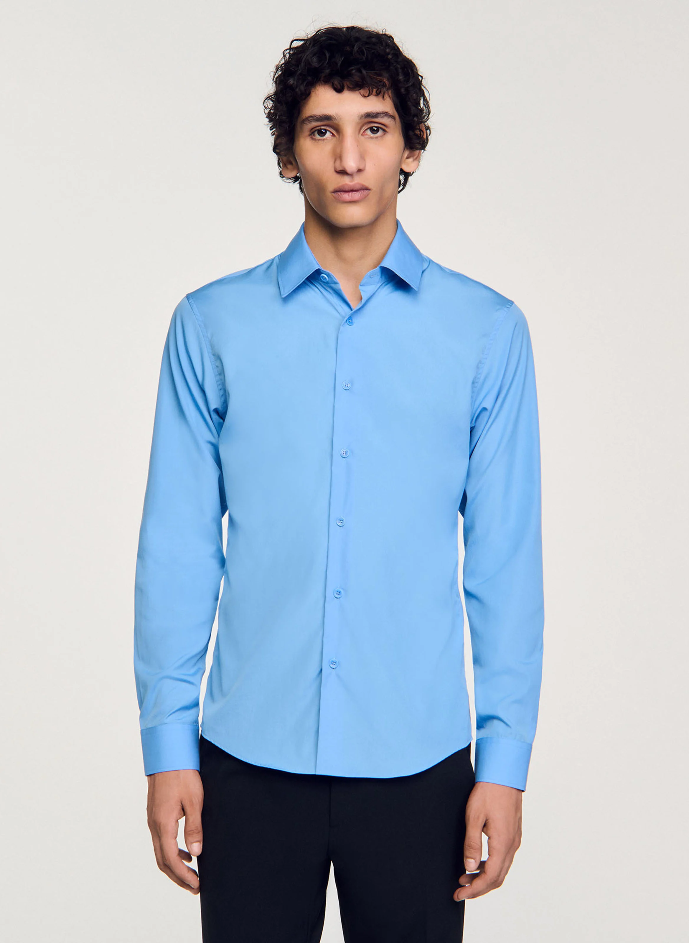 Chemise à manches longues en coton| Bleu