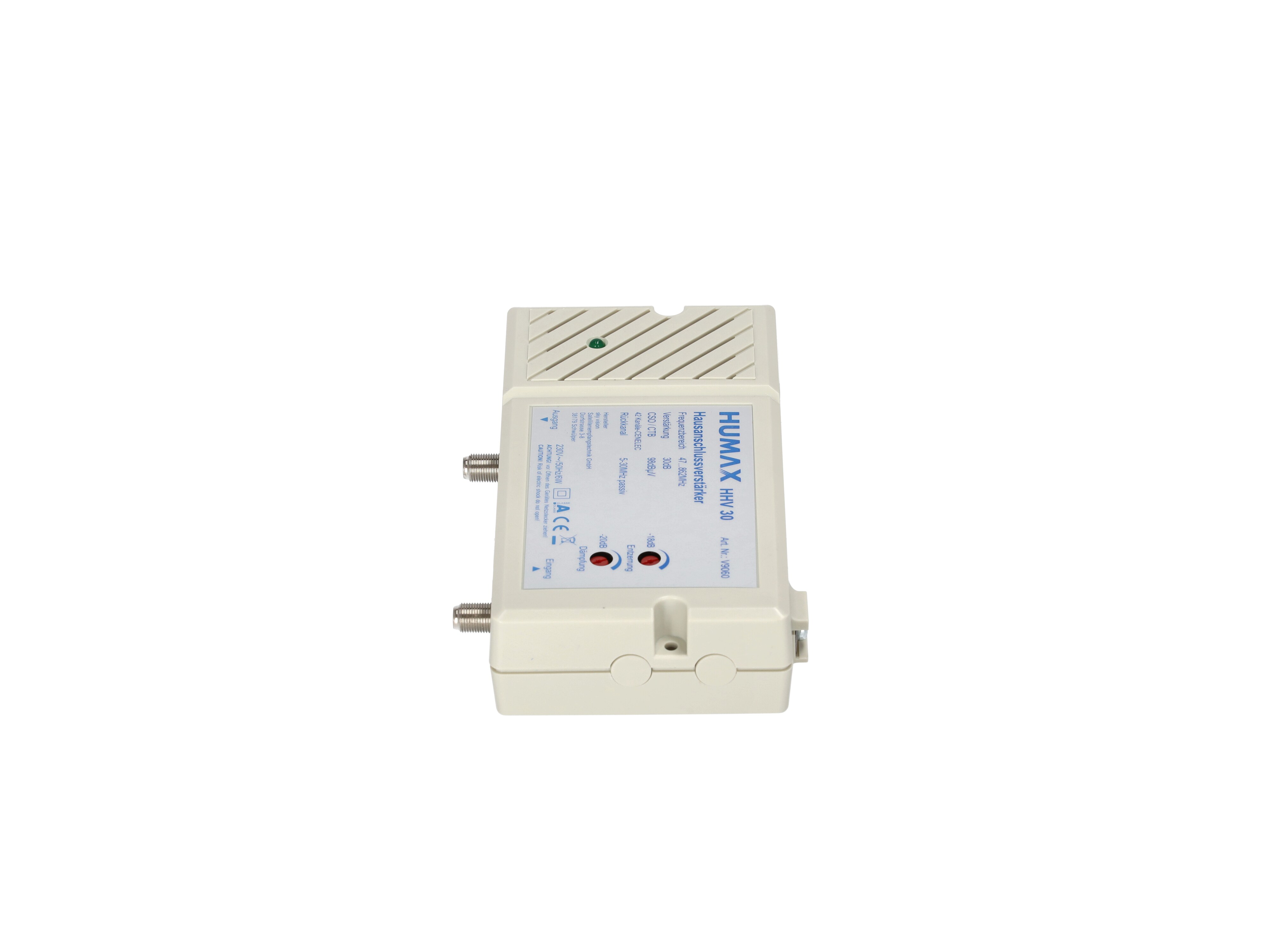 Humax Hausanschlussverstärker, Rauschmaß 7,5 dB, Verstärkung 30 dB