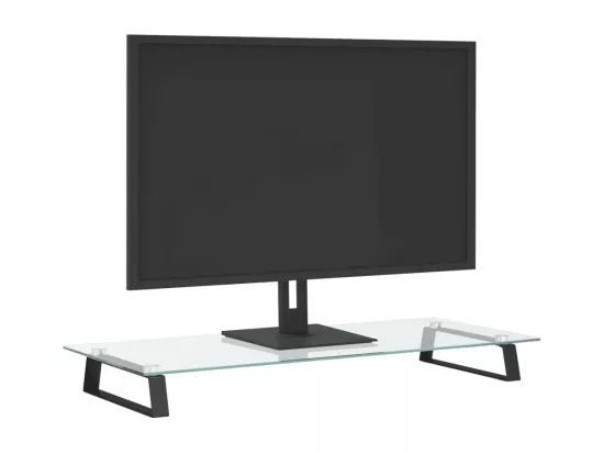 Support de moniteur noir 80x35x8 cm verre trempé et métal