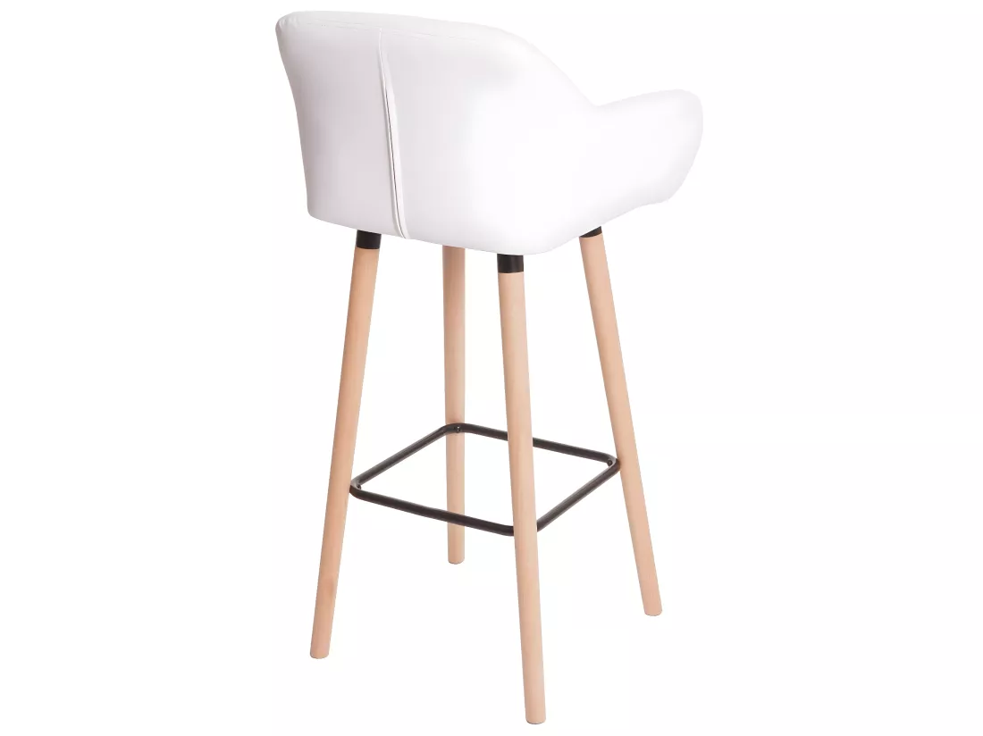 Tabouret de bar Vaasa T381, simili cuir, blanc
