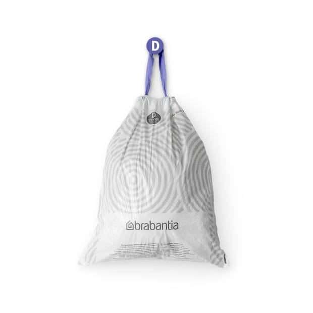 Brabantia PerfectFit afvalzak met trekbandsluiting code D, 15-20 liter, 20 stuks/rol - White