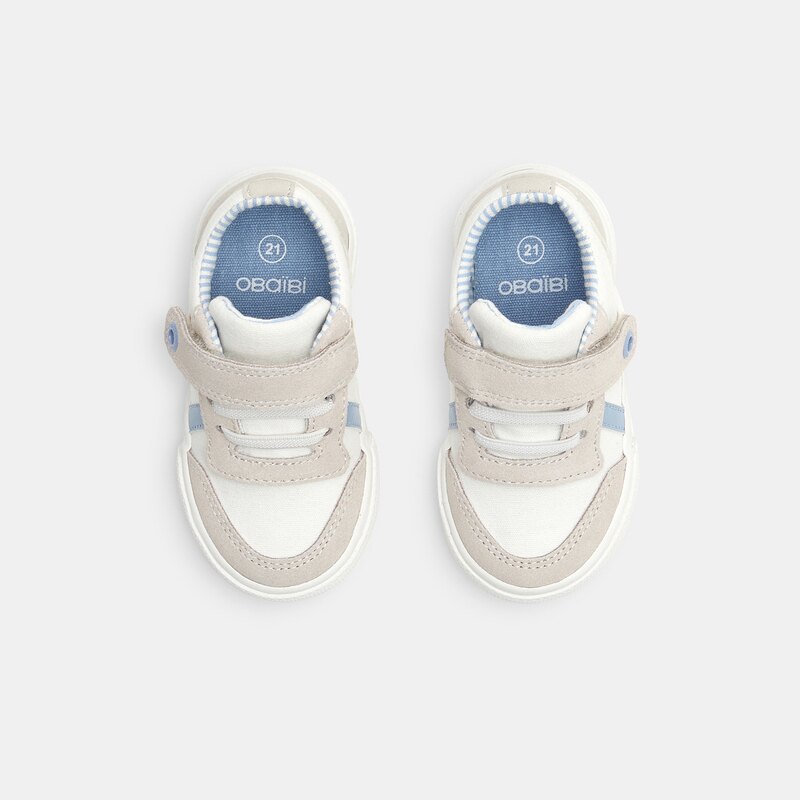 Tennis bi-matières lacets élastique beige bébé garçon Beige