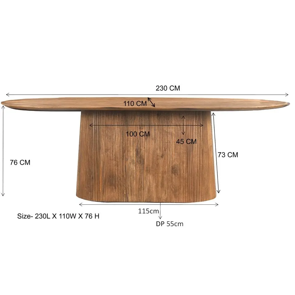 Livingfurn - Eetkamertafel Salvator 230cm - Mangohout