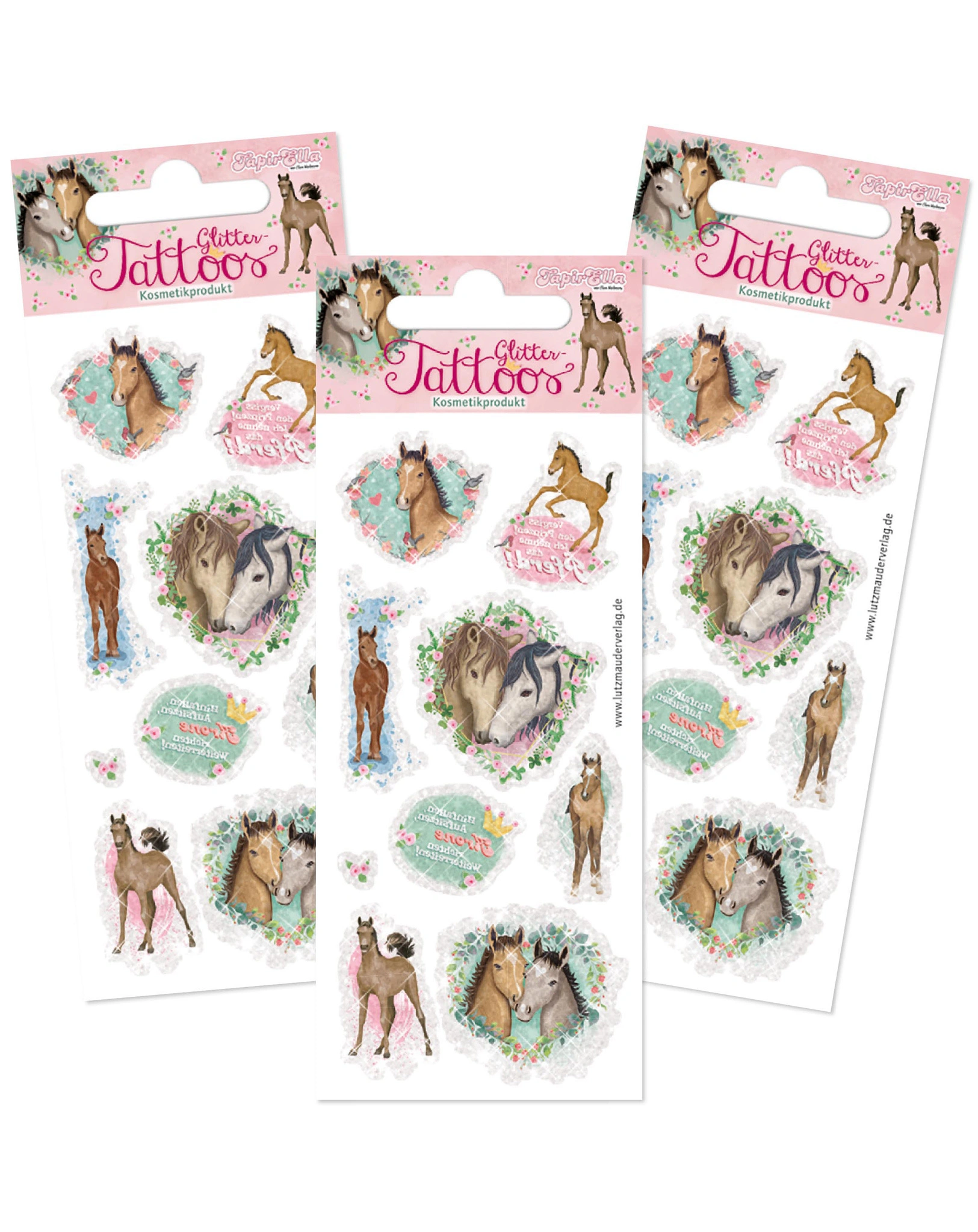 Tattooset TAPIRELLA FOHLEN GLITTER 3-teilig