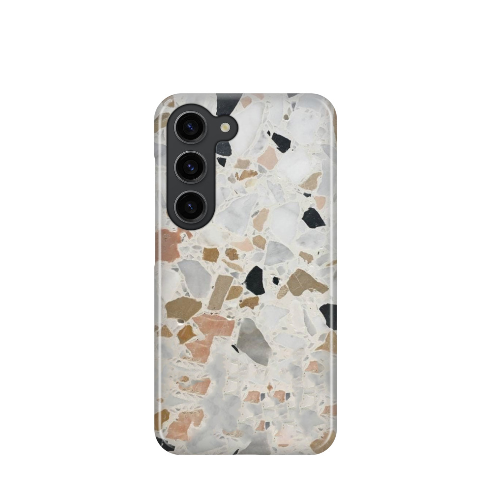 Samsung Galaxy S23 5G Kunststoff Hülle Terrazzo Design - Grau