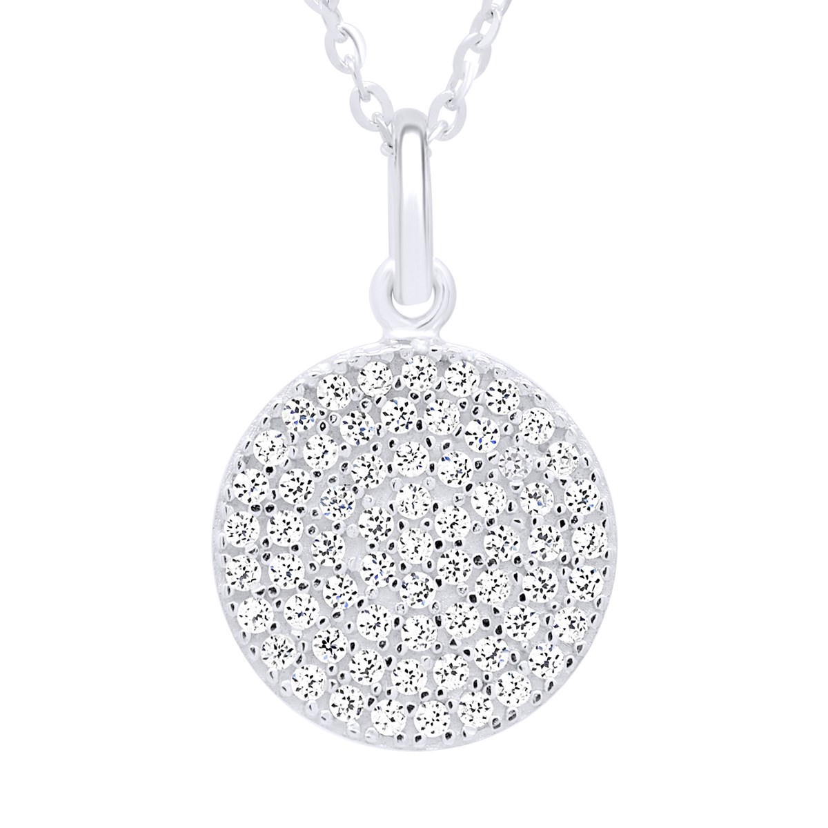 Collier - Pendentif Fantaisie Orné d'Oxydes de Zirconium - Or Blanc