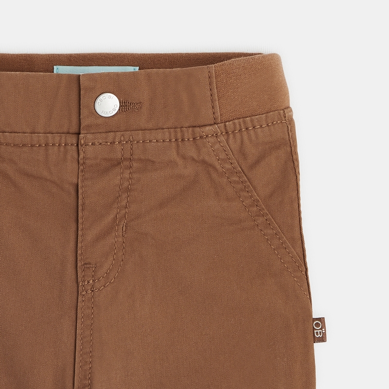 Pantalon toile effet denim doublé marron bébé garçon
