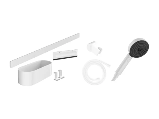 Ensemble d'accessoires de douche sans thermostatique HANSGROHE WallStoris blanc mat