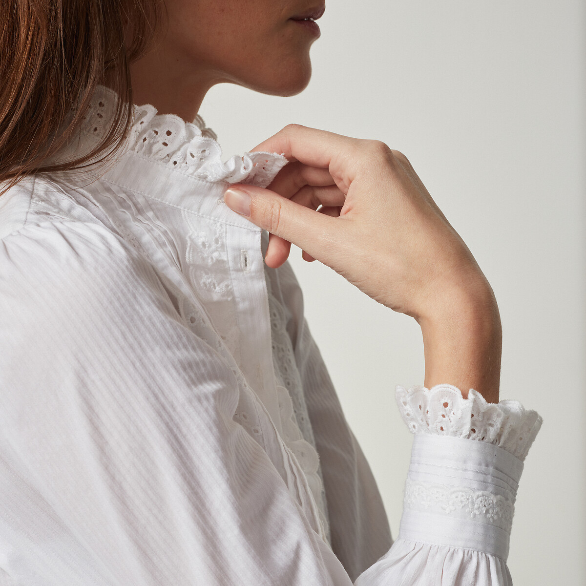 COLEÇÕES LA REDOUTE<br>Blusa romântica de algodão Signature EUGENIE