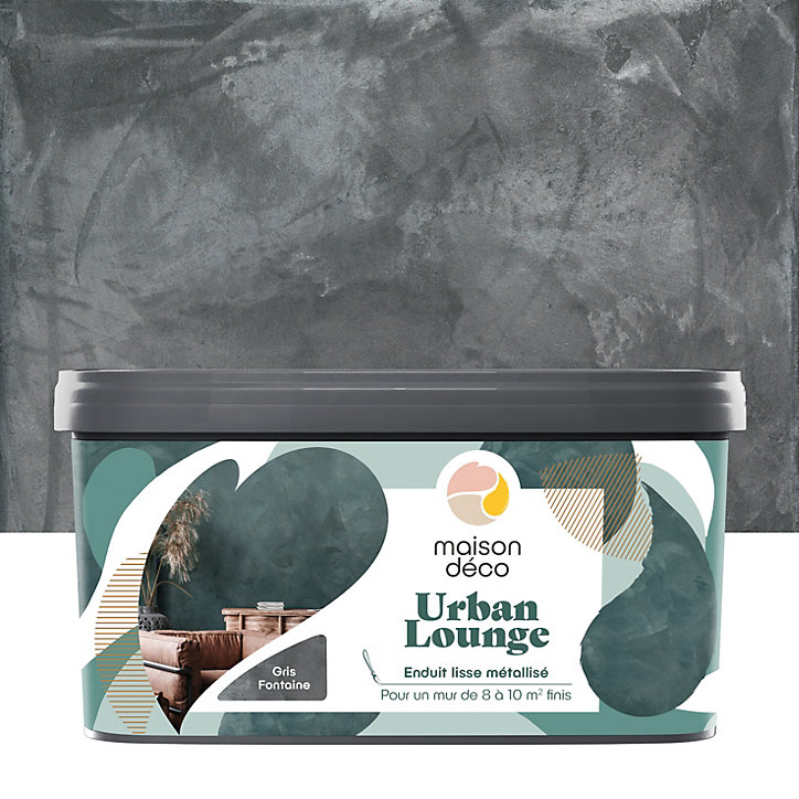 Enduit lisse métallisé Maison Déco Urban Lounge Déco gris fontaine 4KG