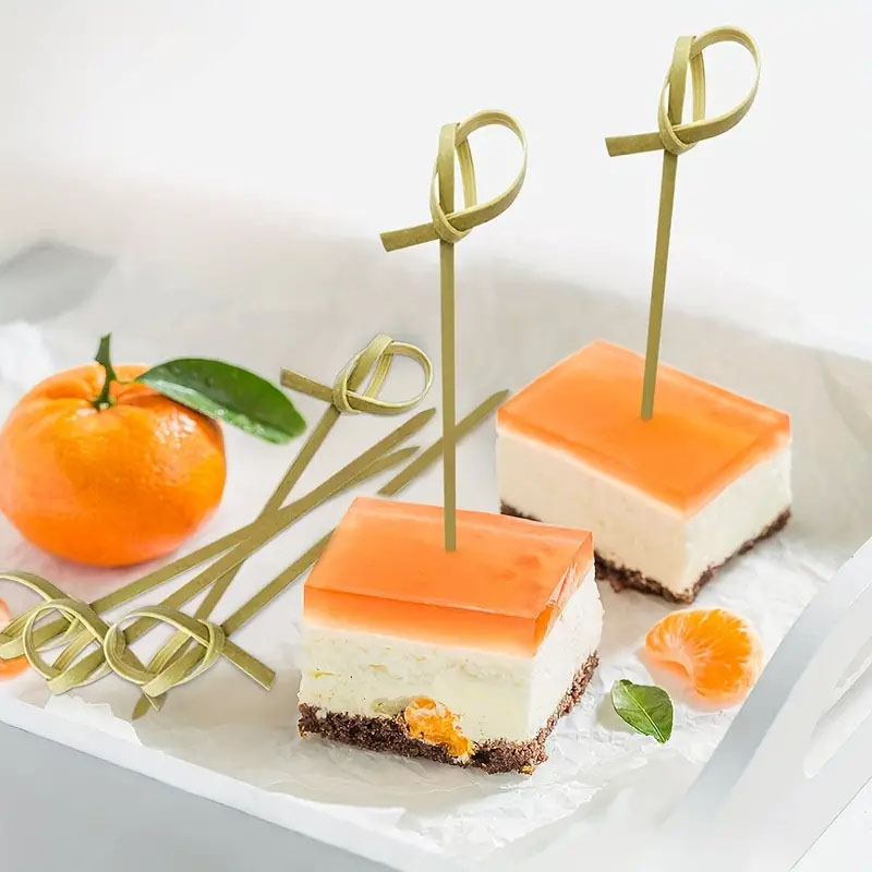 (100er Set) 12cm Einweg Bambus Sticks Fingerfood Party Spiesse Cocktail Zahnstocher