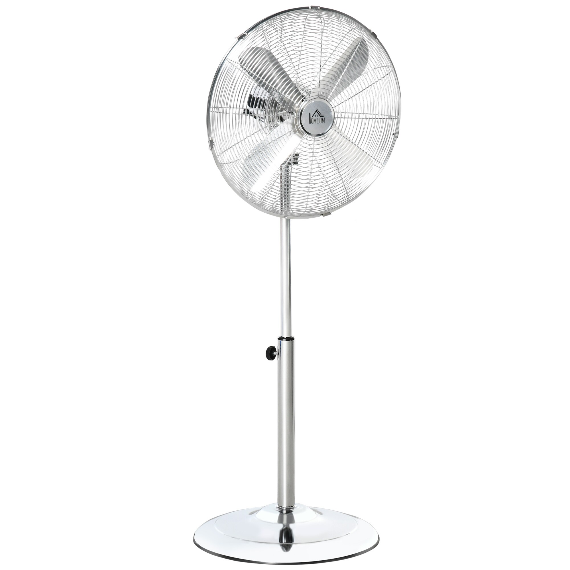 HOMCOM Standventilator mit 3 Geschwindigkeitsstufen silber 44,5 x 44,5 x 87-120 cm (BxTxH)