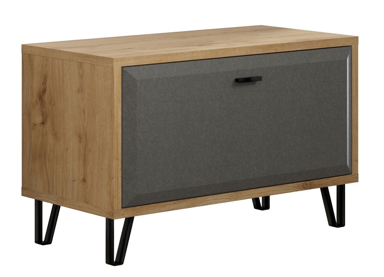 Garderobenbank Blanshe 79 x 51 cm Dark Grey/ Eiche Navarra