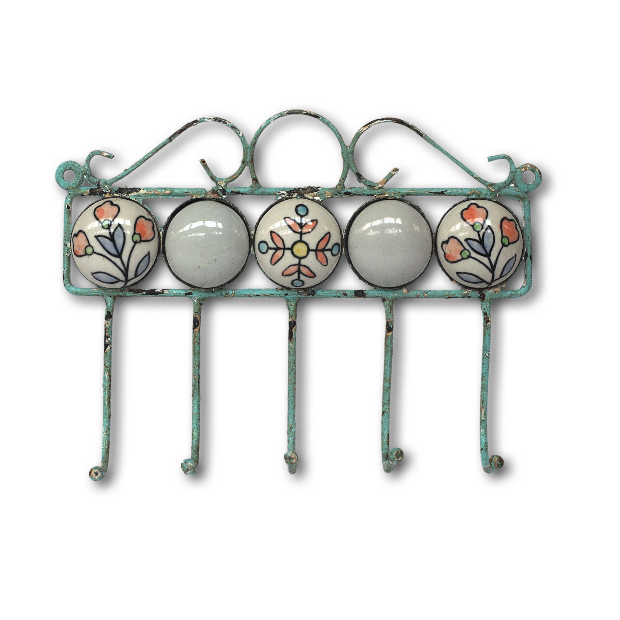5er Wandhaken, multicolor, B 23 cm, H 16 cm, T 5 cm von fischer's lagerhaus