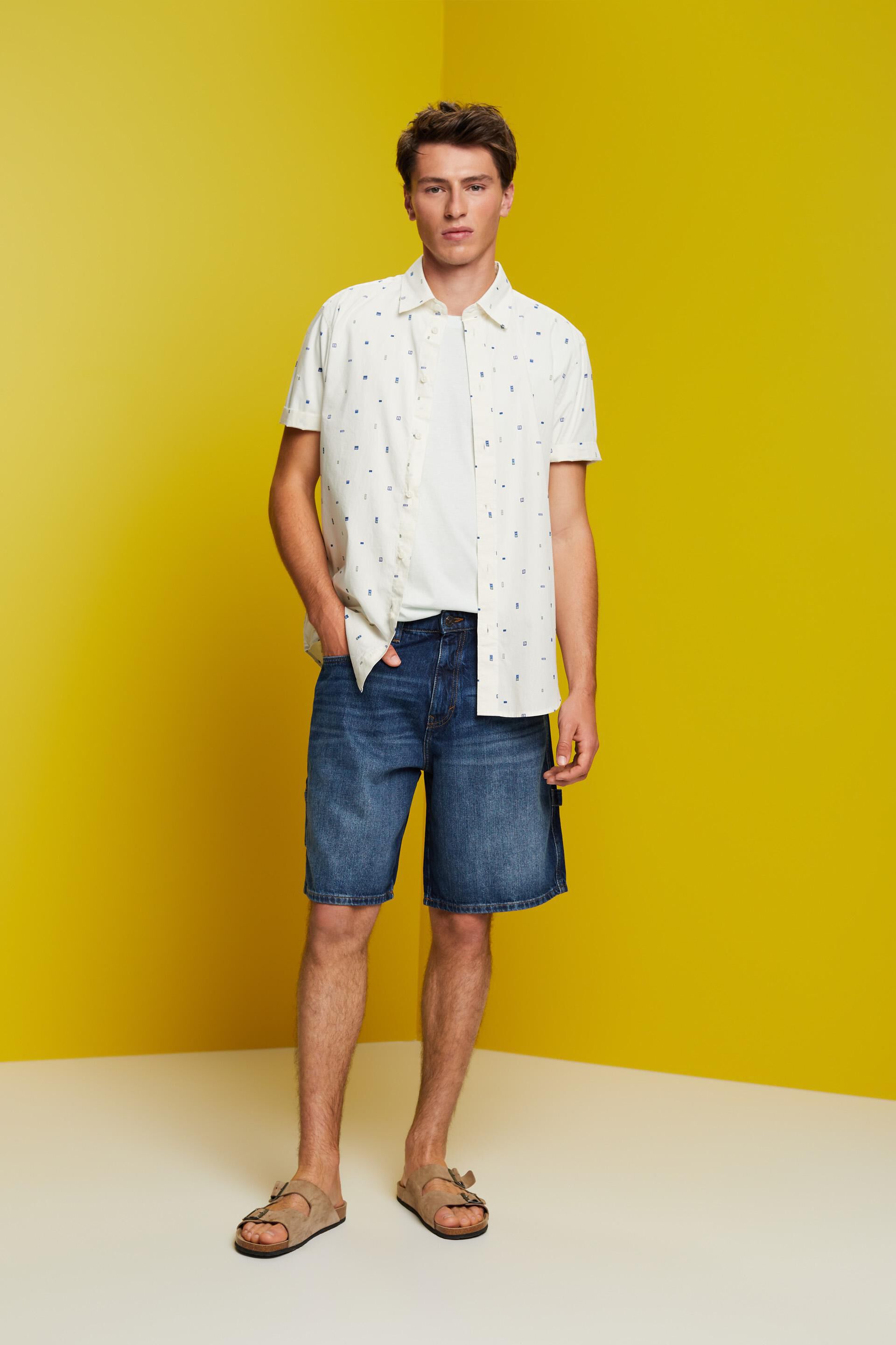 Chemise à manches courtes animée d’un motif, 100 % coton