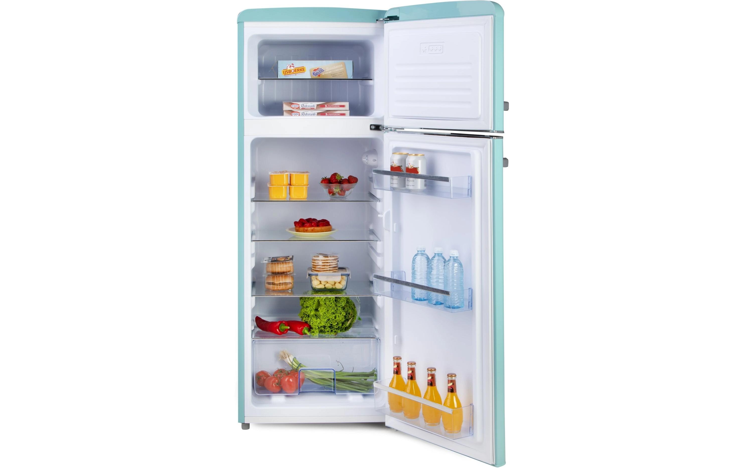 Kühlschrank DO91705R Türkis, Rechts<br>Freistehender Kühlschrank im Retro-Design
