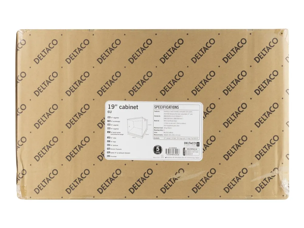 DELTACO 19-5406W - Kabinet - vægmonterbar, gulvstående - hvid - 6U - 19