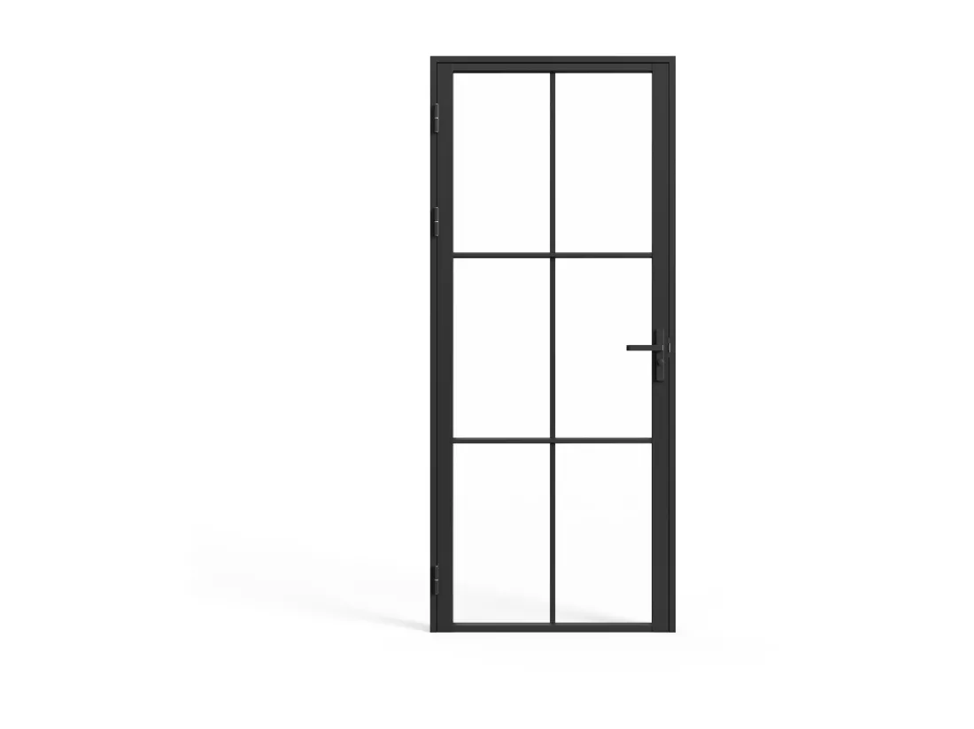 Bloc porte réversible en aluminium et verre trempé - H204 x L93 cm - Noir - SEROTO