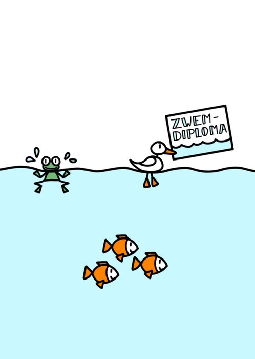 YH Tekent | Zwemdiploma kaart | illustratie
