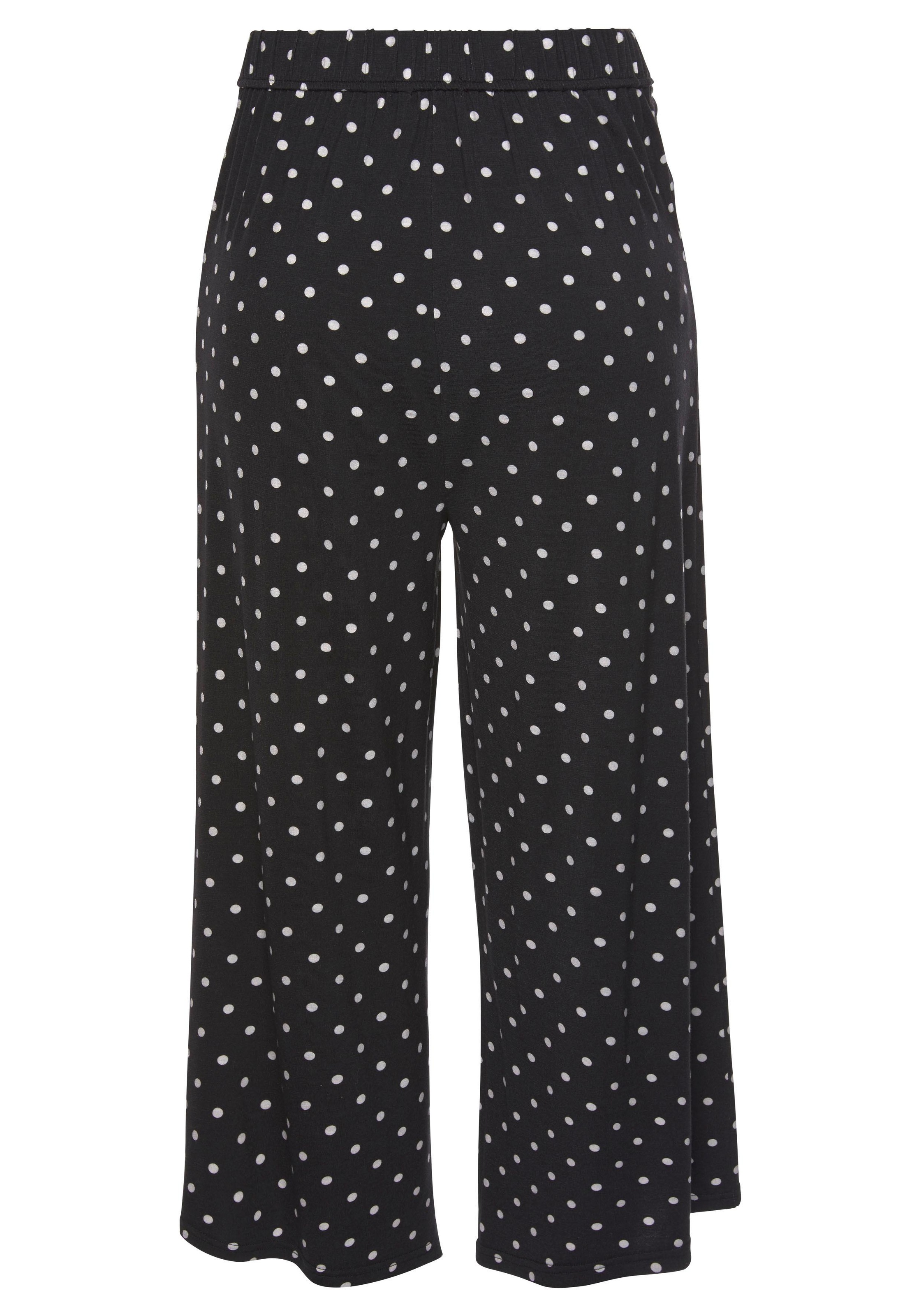LASCANA Culotte  mit Punktedruck und Taschen, elatischer Bund, 7/8-Hose, Jerseyhose
