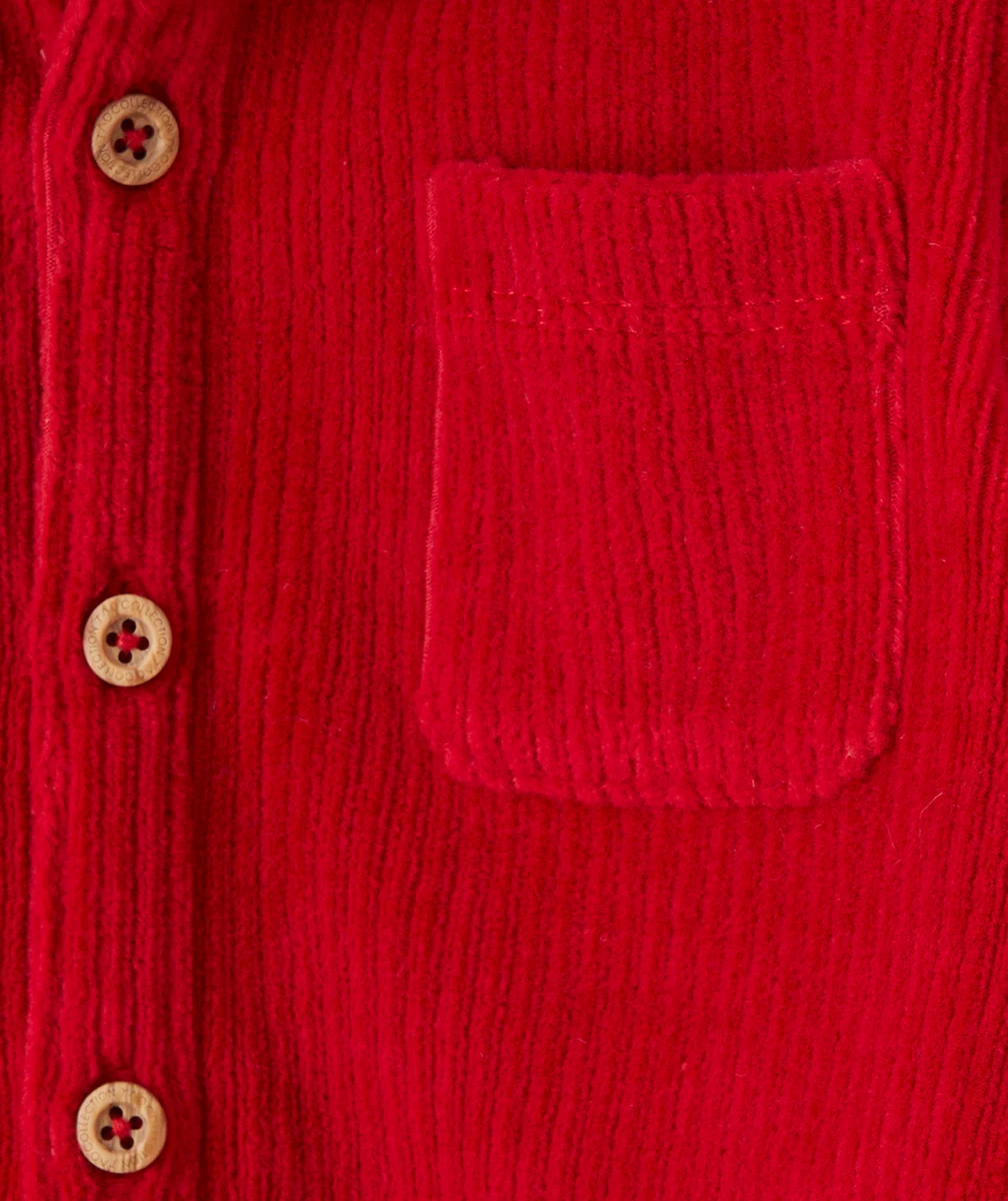 CHEMISE MANCHES LONGUES BÉBÉ GARÇON EN VELOURS CÔTELÉ ROUGE