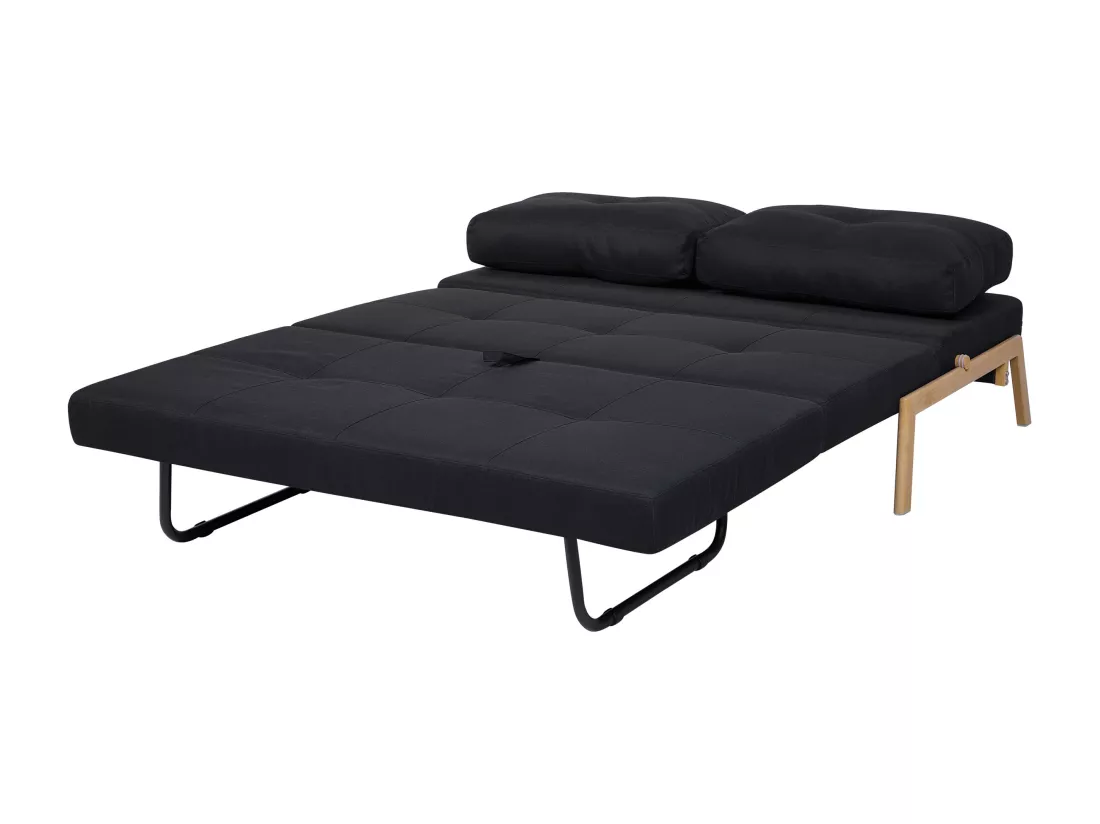 Canapé convertible 2 places en tissu noir EDLAND