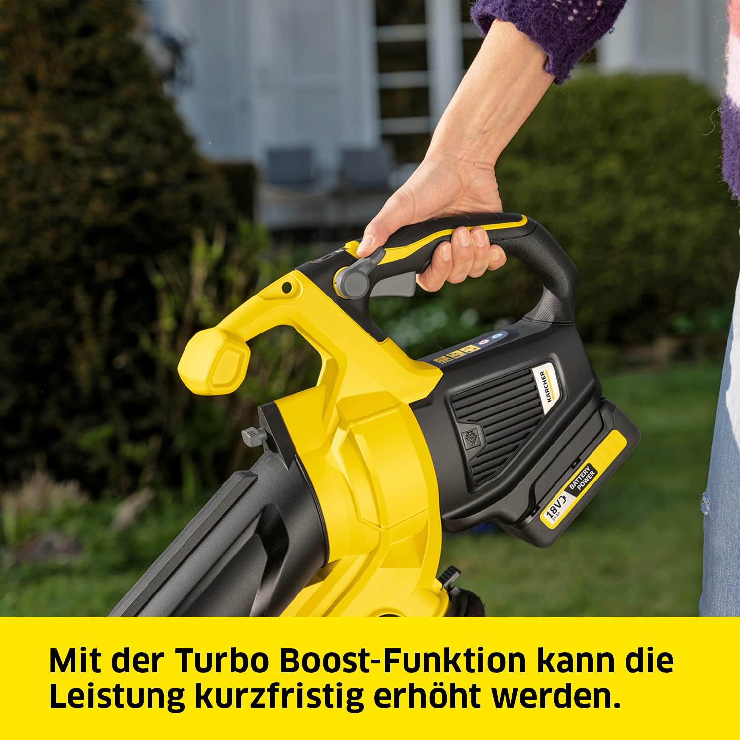Kärcher 18 V Akku-Laubbläser und Laubsauger BLV 18-200 Battery, mit Mulchfunktion, Luftgeschwindigkeit:200 km/h, Fangsackvolumen: 45 l, Gewicht: 3,5 kg, verwendbar dem, ohne Akku