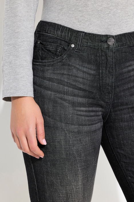 Boyfriend-Jeans, weites Bein, Ziernähte, 5-Pocket-Hose