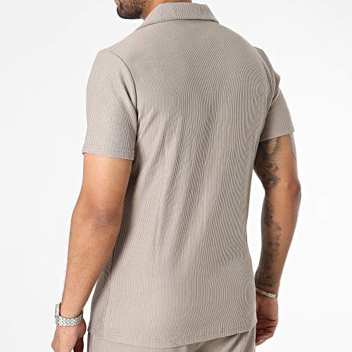 Ensemble Chemise Manches Courtes Et Short Jogging Beige Taupe