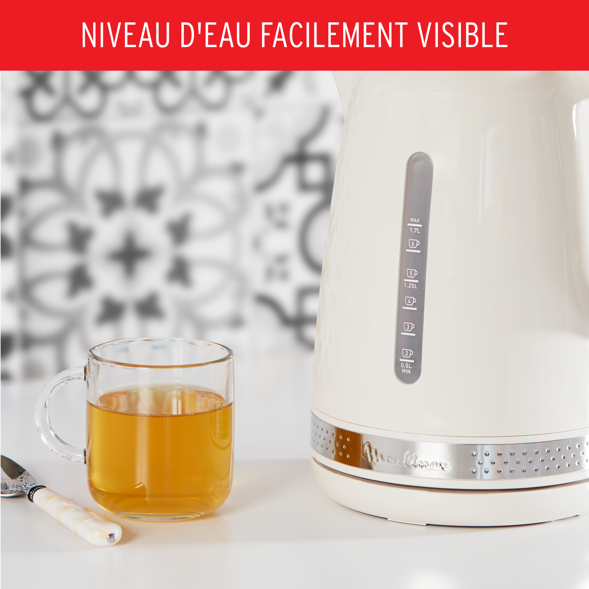 Bouilloire électrique Soleil Ivoire, 1,7 L, Design retro vintage