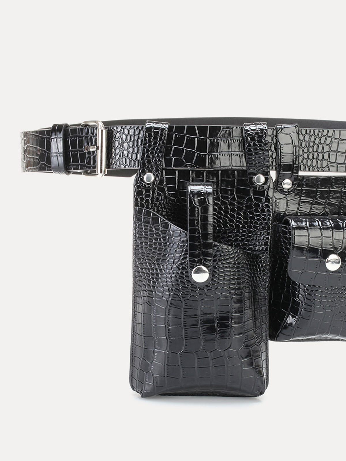 Ceinture sac effet serpent- Noir